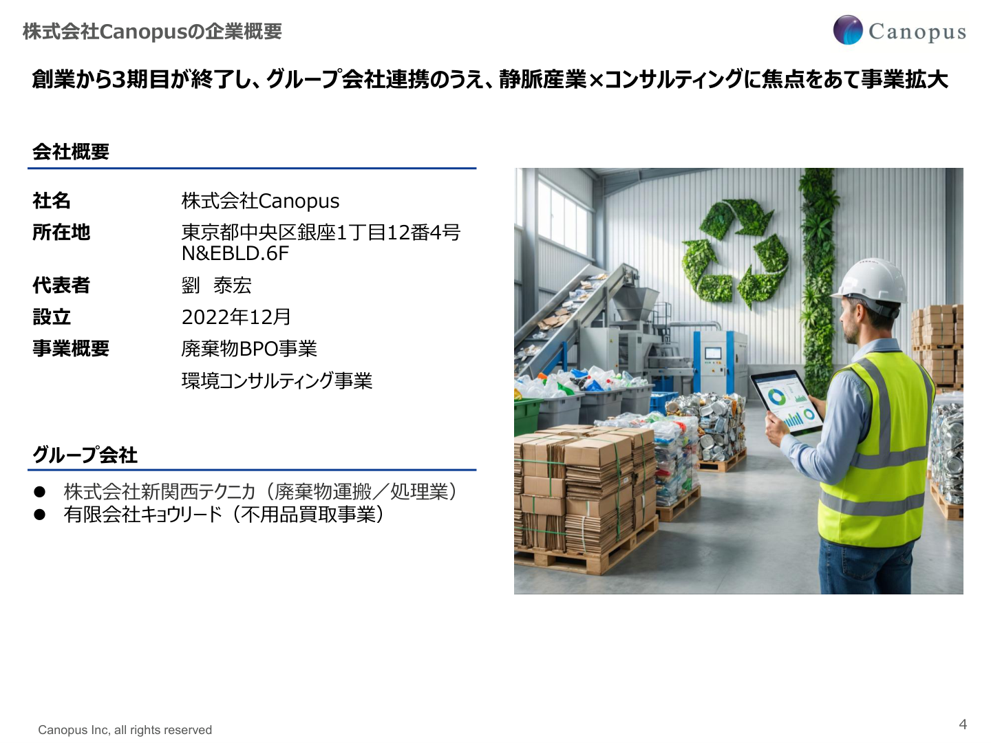 Canopus会社概要資料 サンプルページ