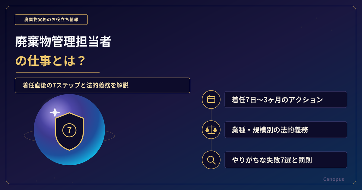 廃棄物管理担当者の仕事とは？着任直後の7ステップと法的義務を徹底解説