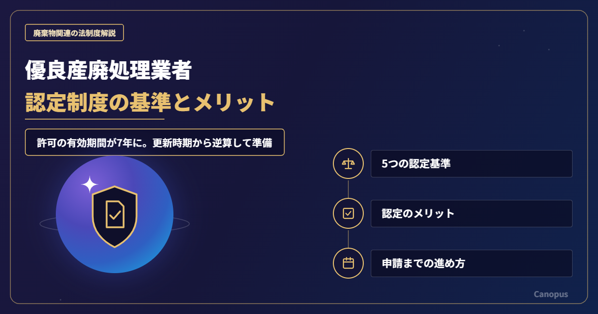 優良産廃処理業者認定制度とは？5つの基準・メリット・申請の流れを処理業者向けに解説