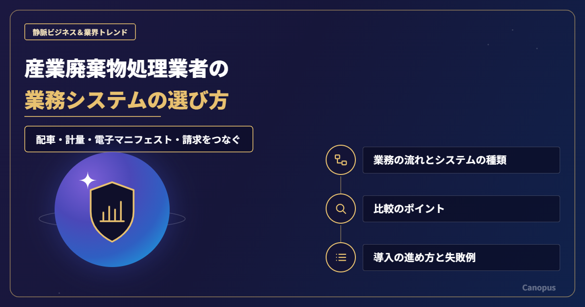 産業廃棄物処理業者の業務システムの選び方｜配車・計量・電子マニフェスト・請求をつなぐポイント